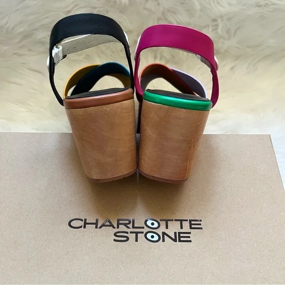 New! CHARLOTTE STONE Dermot Chunky Platform Clog Sandals in Confetti - Picture 13 of 16